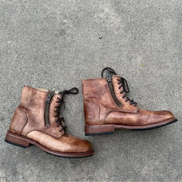 Bed Stu TACTIC TREK Tan rustic moto leather biker boots ladies size 8