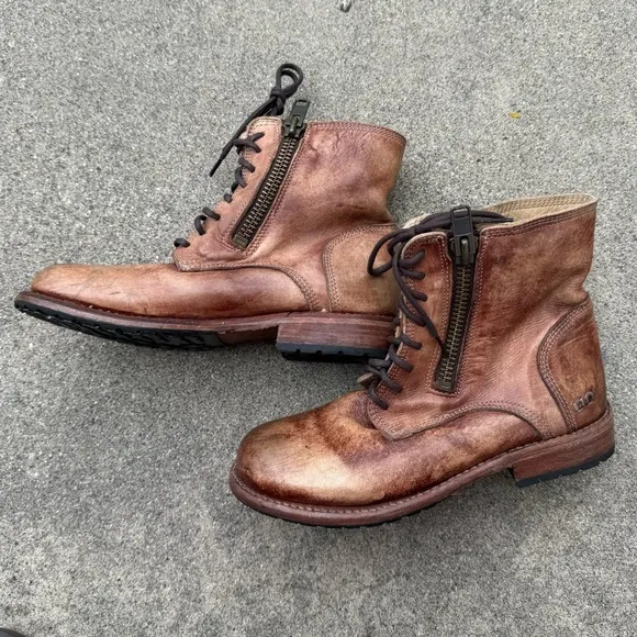 Bed Stu TACTIC TREK Tan rustic moto leather biker boots ladies size 8