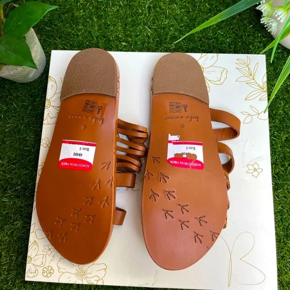 BEEK BLACKBIRD SLIDE SANDAL SLIDE SHOESLEATHER TAN size 6 new
