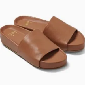Beek Chick Tan Leather Slide Sandals Sz 6