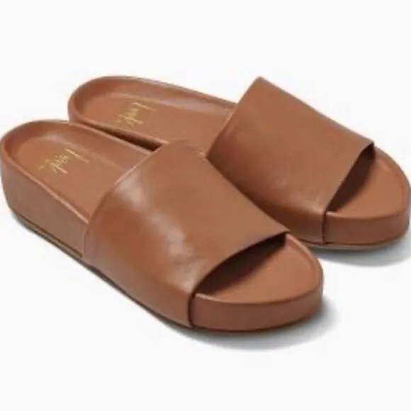 Beek Chick Tan Leather Slide Sandals Sz 6