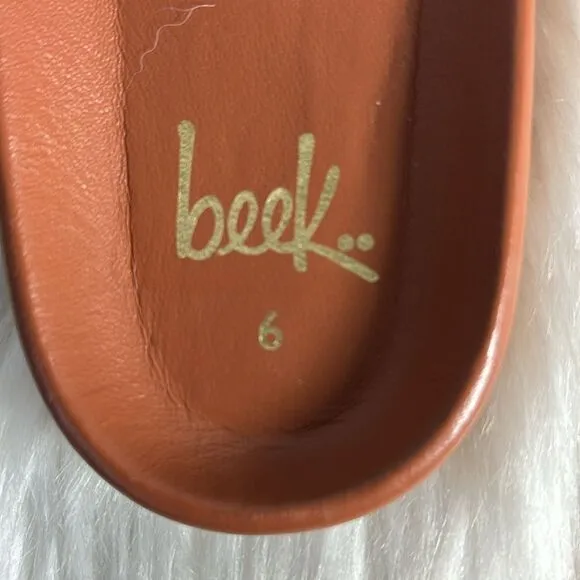 Beek Chick Tan Leather Slide Sandals Sz 6