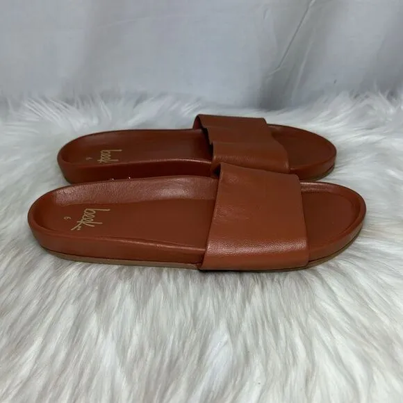 Beek Chick Tan Leather Slide Sandals Sz 6