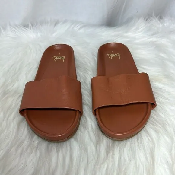 Beek Chick Tan Leather Slide Sandals Sz 6