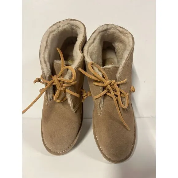 BEEK Handmade Suede Shearling Lined Penguin Chukka Ankle Boots Cozy Winter Shoes