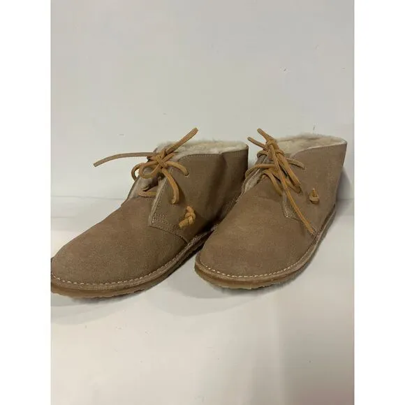 BEEK Handmade Suede Shearling Lined Penguin Chukka Ankle Boots Cozy Winter Shoes