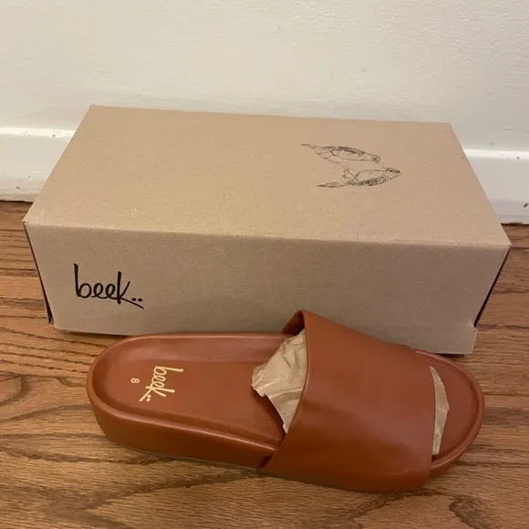 Beek Pelican Leather Slide Platform Sandal, NWT