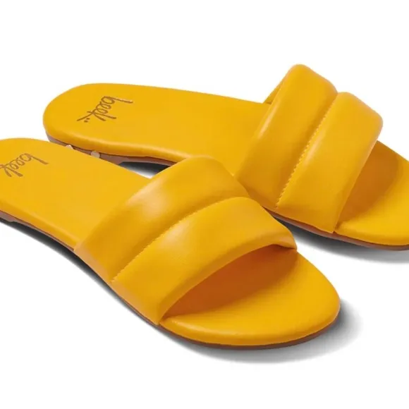 beek Sugarbird Leather Slide Sandals Sunflower Size 7 Unworn New!!!
