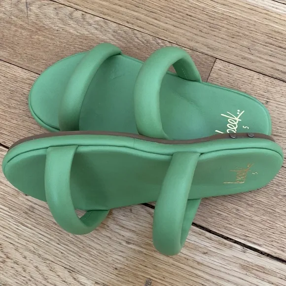 Beek Sugarbird Two Straps Slide Leather sandals.High quality