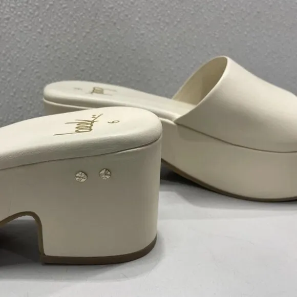 Beek Women’s Prinia Platform Heeled Sandals – Eggshell Size 6 – Leather, Handmad