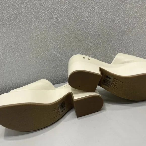 Beek Women’s Prinia Platform Heeled Sandals – Eggshell Size 6 – Leather, Handmad