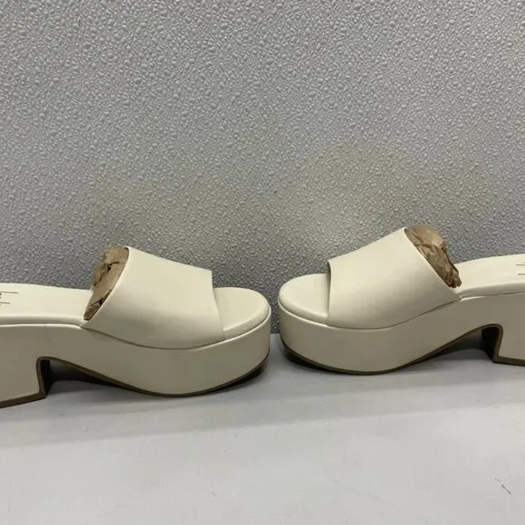 Beek Women’s Prinia Platform Heeled Sandals – Eggshell Size 6 – Leather, Handmad