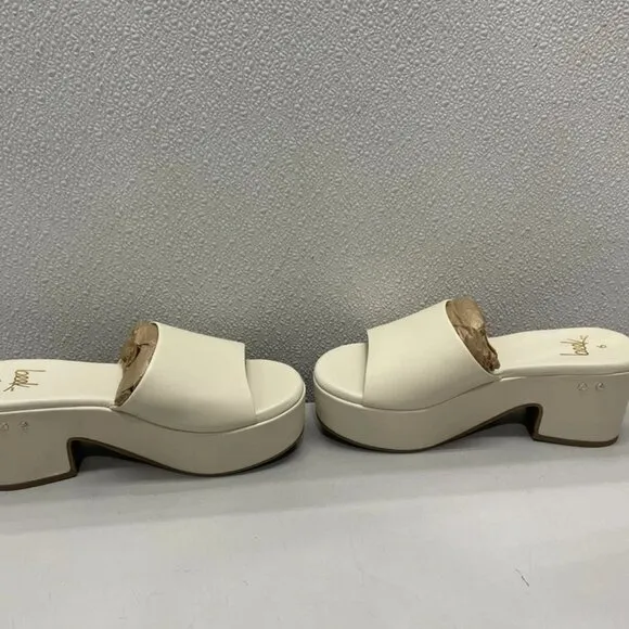 Beek Women’s Prinia Platform Heeled Sandals – Eggshell Size 6 – Leather, Handmad
