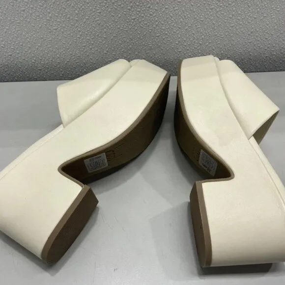Beek Women’s Prinia Platform Heeled Sandals – Eggshell Size 6 – Leather, Handmad