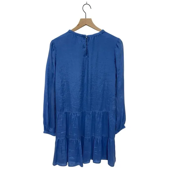 BELLA DAHL Tiered Mini Dress W/ Belt In Pacific Sea Size S