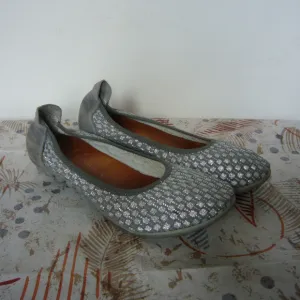 Bernie Mev Silver Woven Textile Ballerina Flat 6.5