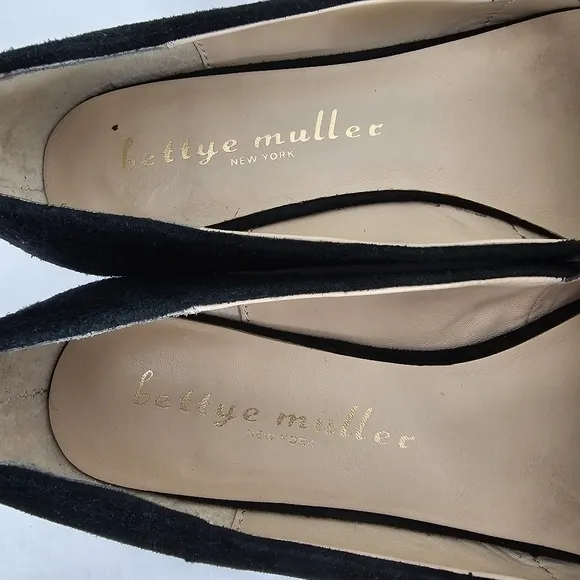 Bettye Muller Black Suede Flats Size 7.5