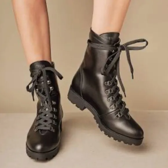 BHAVA Vegan Leather Rally Lace Up Combat Boots