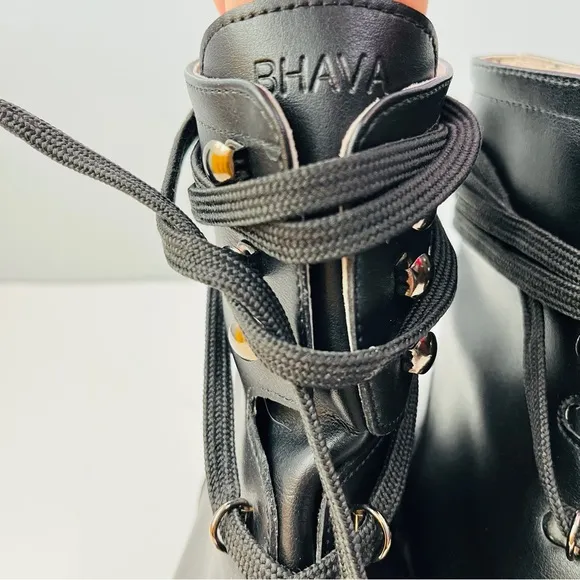 BHAVA Vegan Leather Rally Lace Up Combat Boots