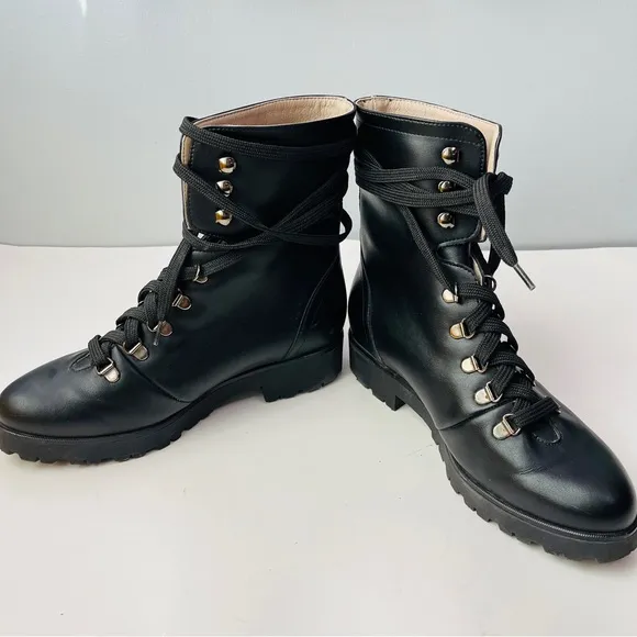 BHAVA Vegan Leather Rally Lace Up Combat Boots
