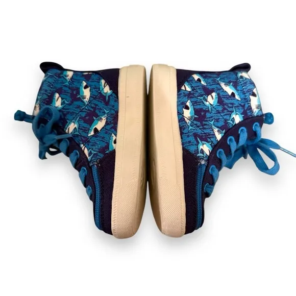 Billy Blue Sharks Classic Lace Up Zipper High‎ Top Sneakers Sz 6 NEW