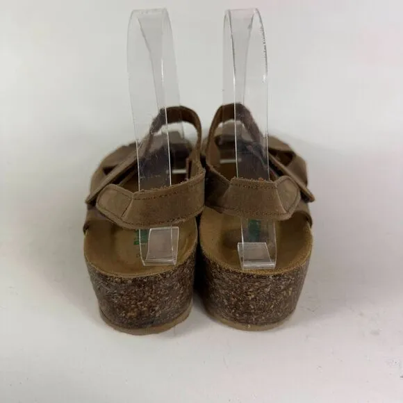 BioNatura Solo Mary Jane Cork Sandal Women's 8 Brown Distressed Leather Slip-On