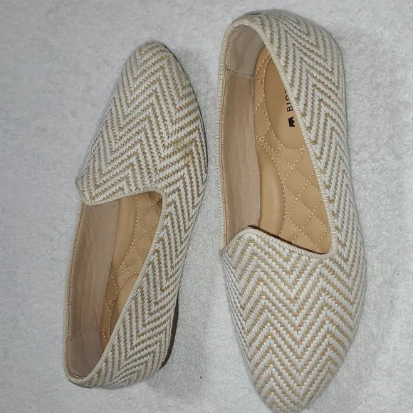 Birdies Heron Chai Chevron Flats Loafers  Cushioned Footbed Size 5.5.5