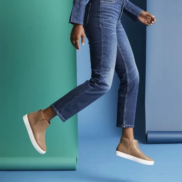 Birdies The Falcon High Top Sneaker in Cafe Au Lait Brown Leather