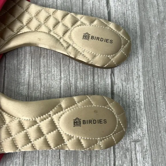 Birdies The Sparrow Pink Orange Fringe Slide Sandals Size 7