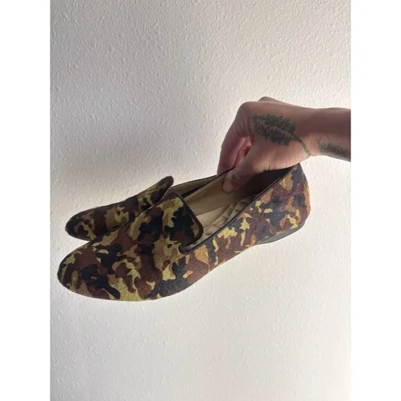 Birdies The Starling Camo Calf Hair Slip On Flat Size 8