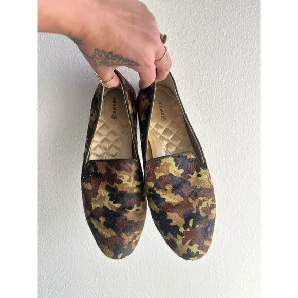 Birdies The Starling Camo Calf Hair Slip On Flat Size 8