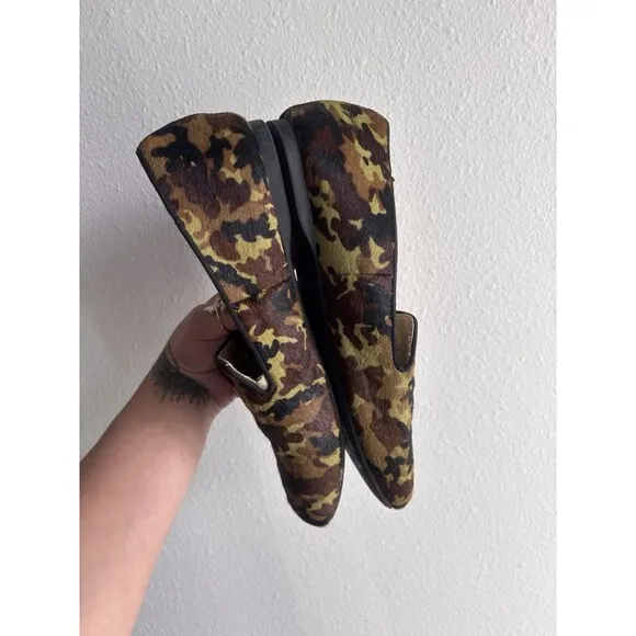 Birdies The Starling Camo Calf Hair Slip On Flat Size 8