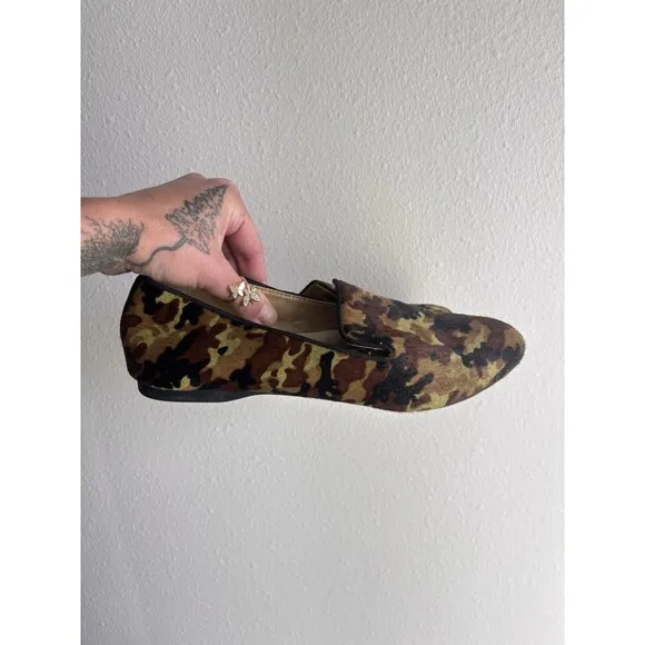 Birdies The Starling Camo Calf Hair Slip On Flat Size 8
