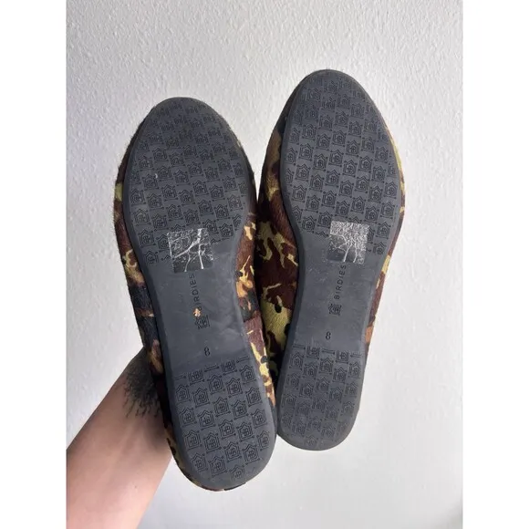 Birdies The Starling Camo Calf Hair Slip On Flat Size 8