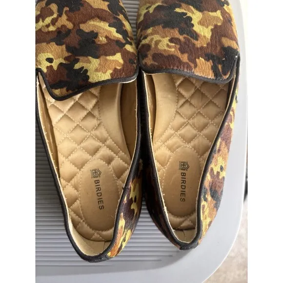 Birdies The Starling Camo Calf Hair Slip On Flat Size 8