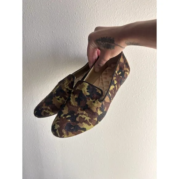 Birdies The Starling Camo Calf Hair Slip On Flat Size 8