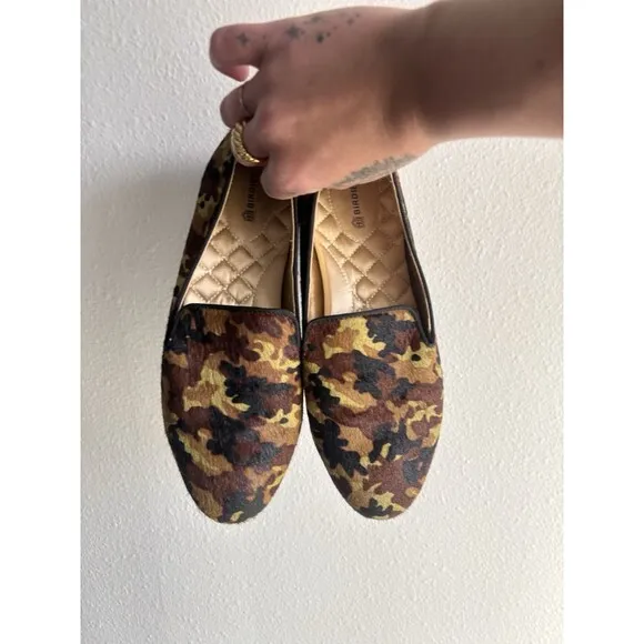 Birdies The Starling Camo Calf Hair Slip On Flat Size 8