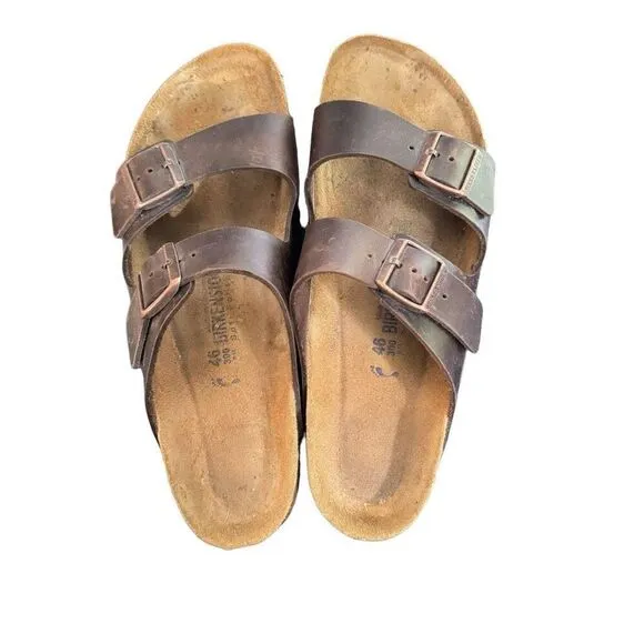 Birken Stock Arizona Women's Birko Flor Nubuck Sandals Dark Brown Size 46