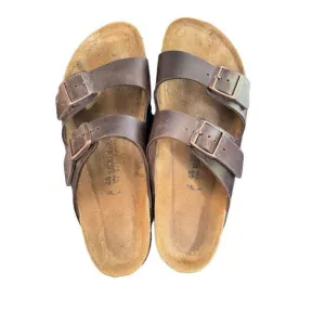 Birken Stock Arizona Women's Birko Flor Nubuck Sandals Dark Brown Size 46