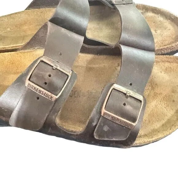 Birken Stock Arizona Women's Birko Flor Nubuck Sandals Dark Brown Size 46