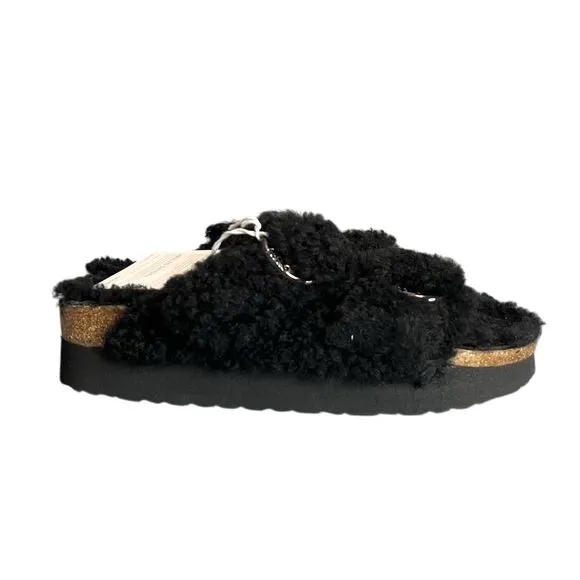Birkenstock Arizona Big Buckle Black Shearling Papillio Sandals L8/M6 Cozy
