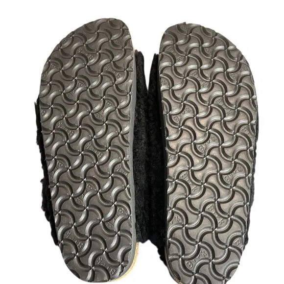 Birkenstock Arizona Big Buckle Black Shearling Papillio Sandals L8/M6 Cozy