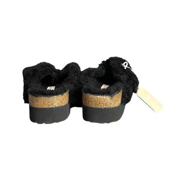 Birkenstock Arizona Big Buckle Black Shearling Papillio Sandals L8/M6 Cozy
