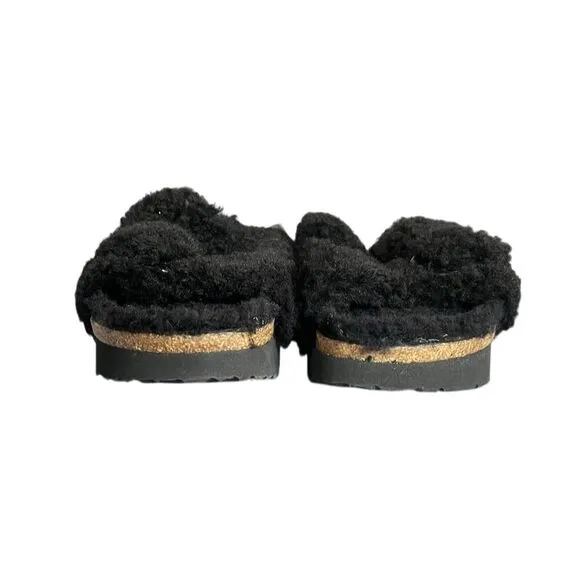 Birkenstock Arizona Big Buckle Black Shearling Papillio Sandals L8/M6 Cozy