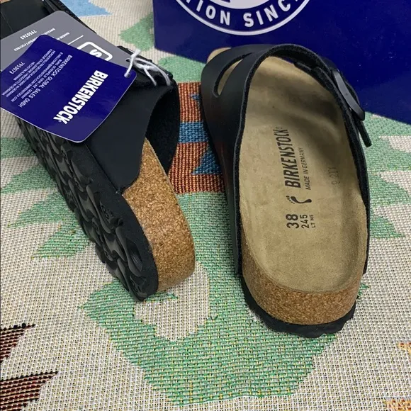 Birkenstock Arizona Black Narrow Sandals with Adjustable Straps and Cork Footbed