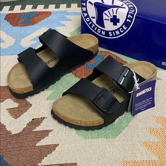 Birkenstock Arizona Black Narrow Sandals with Adjustable Straps and Cork Footbed