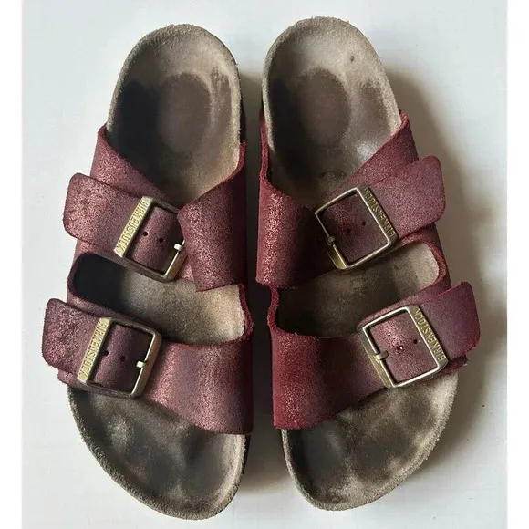Birkenstock Arizona Slide sandals size 38 Red