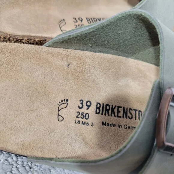 Birkenstock Arizona Unisex EU 39 US L8 M6 Stone Birko-Flor Nubuck Slide Sandals.