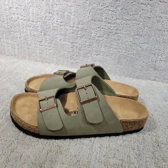 Birkenstock Arizona Unisex EU 39 US L8 M6 Stone Birko-Flor Nubuck Slide Sandals.