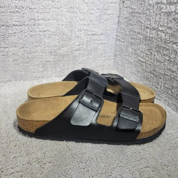 Birkenstock Arizona Unisex Size EU 42 US L11M9 Black Birko-flor Slide Sandals.
